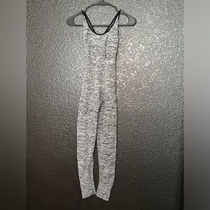 FP Movement by Free People Strappy Grey Fitted Onesie Jumpsuit